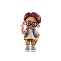 3d Character Student Giving Mini Love Pose. 3d render isolated on transparent backdrop. png