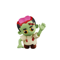 3d personagem zumbi rastejando em a terra pose. 3d render isolado em transparente pano de fundo. png