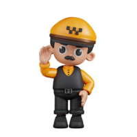 3d personaje Taxi conductor saludo pose. 3d hacer aislado en transparente fondo. png