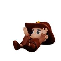 3d Character Sheriff Falling Pose. 3d render isolated on transparent backdrop. png