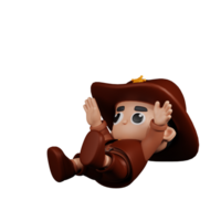 3d Charakter Sheriff fallen Pose. 3d machen isoliert auf transparent Hintergrund. png