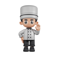 3d Character Chef Hands Up Pose. 3d render isolated on transparent backdrop. png