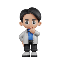 3d Character Doctor Curious Pose. 3d render isolated on transparent backdrop. png