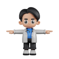 3d Character Doctor T Pose. 3d render isolated on transparent backdrop. png