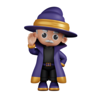 3d Character Wizard Greeting Pose. 3d render isolated on transparent backdrop. png