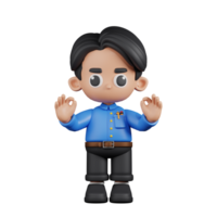 3d Character Teacher Giving Ok Hand Gesture Pose. 3d render isolated on transparent backdrop. png