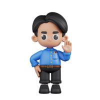 3d Character Teacher Hands Up Pose. 3d render isolated on transparent backdrop. png