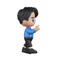 3d Character Teacher Touch Pose. 3d render isolated on transparent backdrop. png