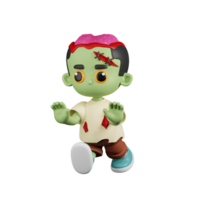 3d Character Zombie Strange Pose. 3d render isolated on transparent backdrop. png