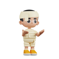 3d Character Mummy Angry Pose. 3d render isolated on transparent backdrop. png