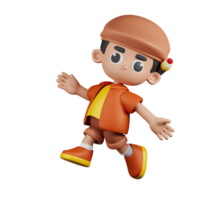 3d Character Artist Happy Jumping Pose. 3d render isolated on transparent backdrop. png