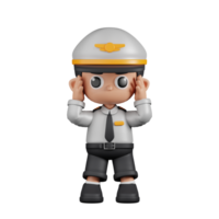 3d personagem piloto tonto pose. 3d render isolado em transparente pano de fundo. png