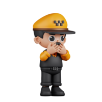 3d personaje Taxi conductor asustado pose. 3d hacer aislado en transparente fondo. png