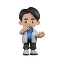 3d Character Doctor Surprised Pose. 3d render isolated on transparent backdrop. png