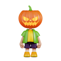 3d Character Pumpkin Standing Pose. 3d render isolated on transparent backdrop. png