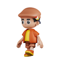 3d personagem artista caminhando pose. 3d render isolado em transparente pano de fundo. png