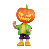 3d Character Pumpkin Congratulation Pose. 3d render isolated on transparent backdrop. png