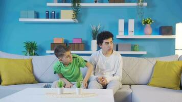 Two little brothers are scared at home. video