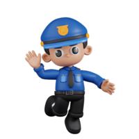 3d personnage policier content pose. 3d rendre isolé sur transparent toile de fond. png