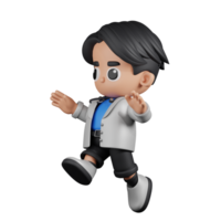 3d Character Doctor Jumping Pose. 3d render isolated on transparent backdrop. png