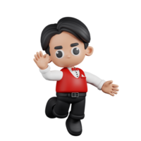 3d Character Waitress Happy Pose. 3d render isolated on transparent backdrop. png