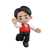 3d Character Waitress Happy Pose. 3d render isolated on transparent backdrop. png