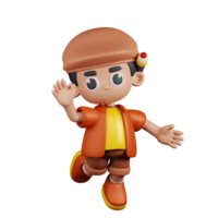 3d Character Artist Happy Pose. 3d render isolated on transparent backdrop. png