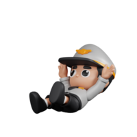 3d personagem piloto queda pose. 3d render isolado em transparente pano de fundo. png