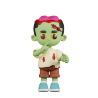 3d Character Zombie Quiet Pose. 3d render isolated on transparent backdrop. png