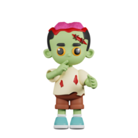 3d personagem zumbi quieto pose. 3d render isolado em transparente pano de fundo. png