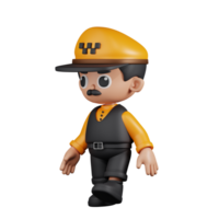 3d personaje Taxi conductor caminando pose. 3d hacer aislado en transparente fondo. png