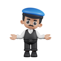 3d Character Driver Doing The No Idea Pose. 3d render isolated on transparent backdrop. png