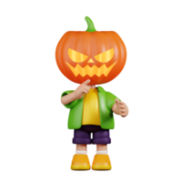 3d Character Pumpkin Quiet Pose. 3d render isolated on transparent backdrop. png