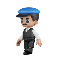 3d personnage chauffeur en marchant pose. 3d rendre isolé sur transparent toile de fond. png