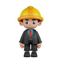 3d personagem engenheiro em pé pose. 3d render isolado em transparente pano de fundo. png