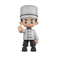 3d Character Chef Doing The Stop Sign Pose. 3d render isolated on transparent backdrop. png