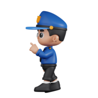 3d Character Policeman Touch Pose. 3d render isolated on transparent backdrop. png