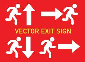 Vector fire exit sign, running main icon, emergency door symbol, arrow pointing sign.