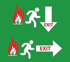 Vector fire exit sign, running main icon, emergency door symbol, arrow pointing sign.