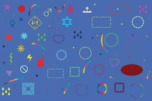 Vector colorful cute doodles, abstract shapes and simple pattern design template.