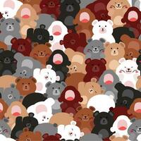 a cute seamless pattern bear with kawaii expression vector