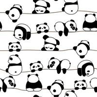 seamless pandas line pattern vector