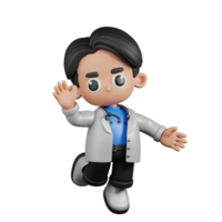 3d Character Doctor Happy Pose. 3d render isolated on transparent backdrop. png