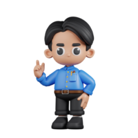 3d Character Teacher Giving Advise Pose. 3d render isolated on transparent backdrop. png