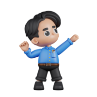 3d Character Teacher Looking Victorious Pose. 3d render isolated on transparent backdrop. png