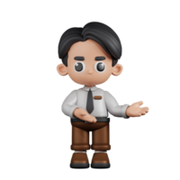 3d Character Businessman Pointing To Something Pose. 3d render isolated on transparent backdrop. png