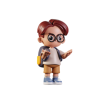 3d personagem aluna Bravo pose. 3d render isolado em transparente pano de fundo. png