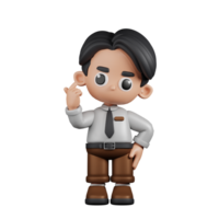 3d Character Businessman Giving Mini Love Pose. 3d render isolated on transparent backdrop. png