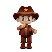 3d Character Sheriff Quiet Pose. 3d render isolated on transparent backdrop. png