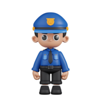3d Character Policeman Standing Pose. 3d render isolated on transparent backdrop. png